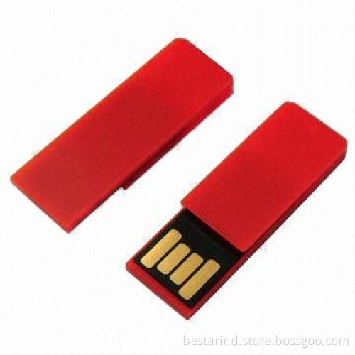 Mini USB Flash Drive, Clip Shape/Made of Plastic/Customized Color/Logo/Packing, Ideal for Promotions